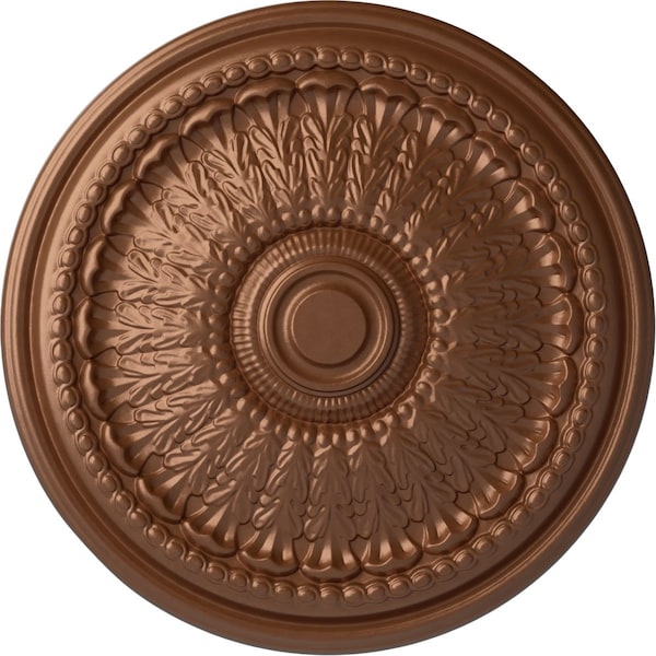 Ekena Millwork Brunswick Ceiling Medallion (Fits Canopies up to 4 1/2"), 27"OD x 2 1/2"P, Polished Copper CM27BRPOS - main